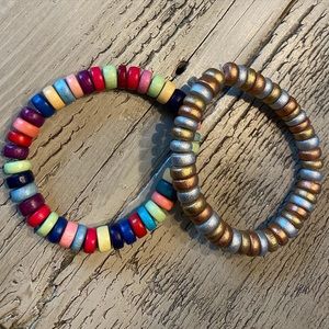 Rondelle wood beaded stretch bracelet
